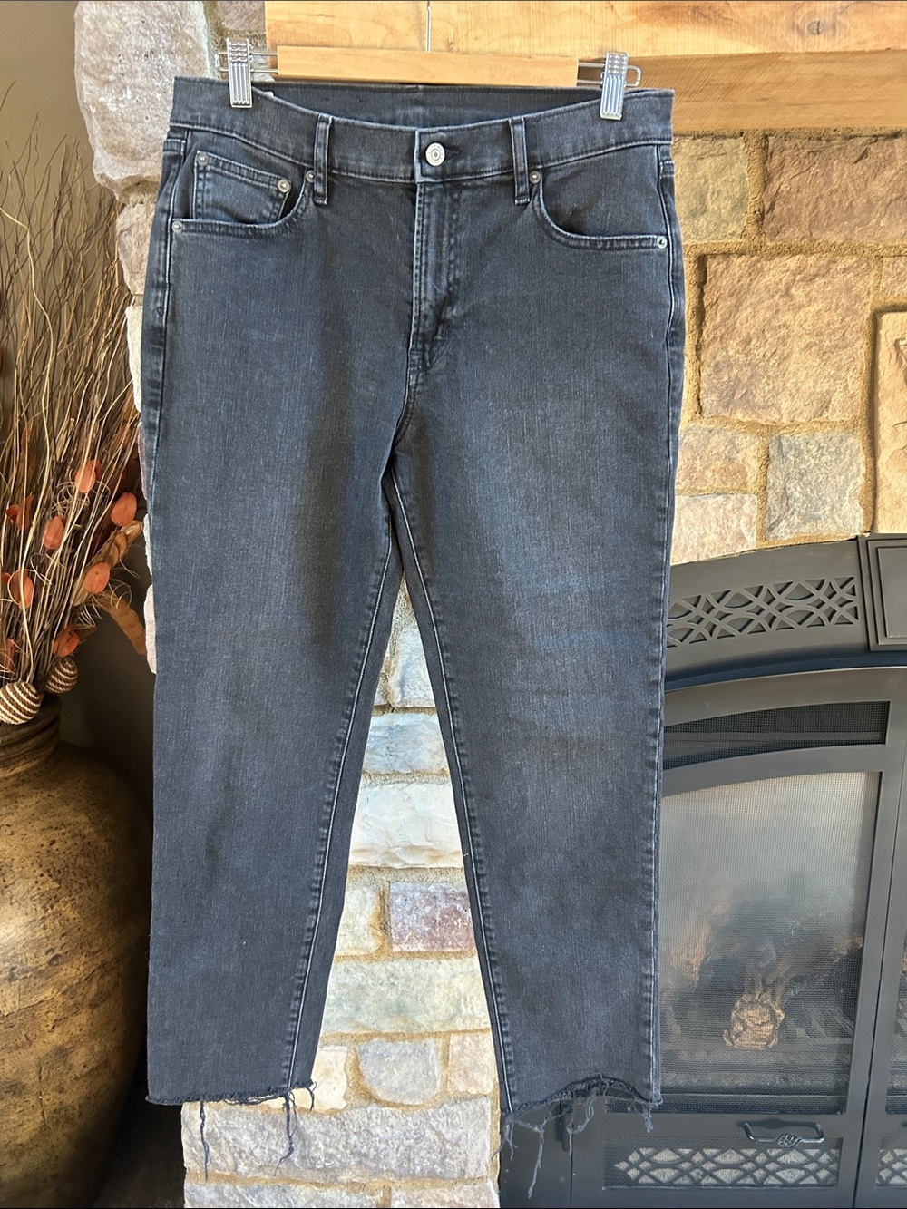 GAP Washed Black Mid-Rise Ankle Jeans